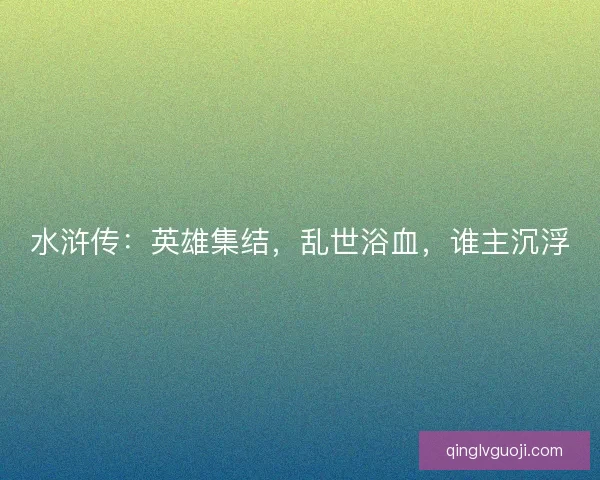 水浒传：英雄集结，乱世浴血，谁主沉浮